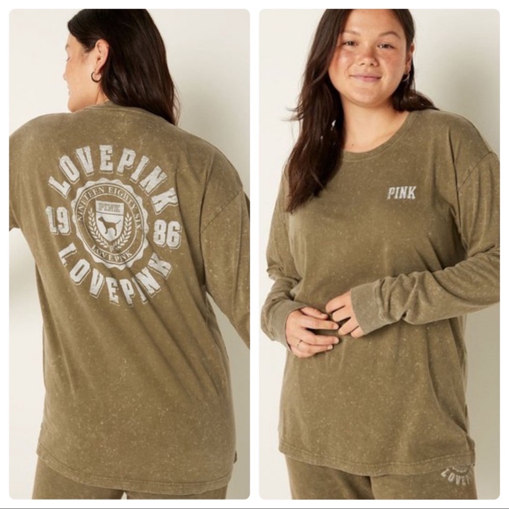 PINK VS CAMPUS LONG SLEEVE TEE